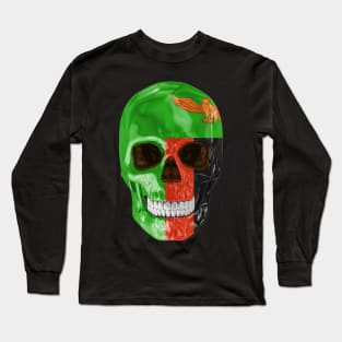 Zambia Flag Skull - Gift for Zambian With Roots From Zambia Long Sleeve T-Shirt